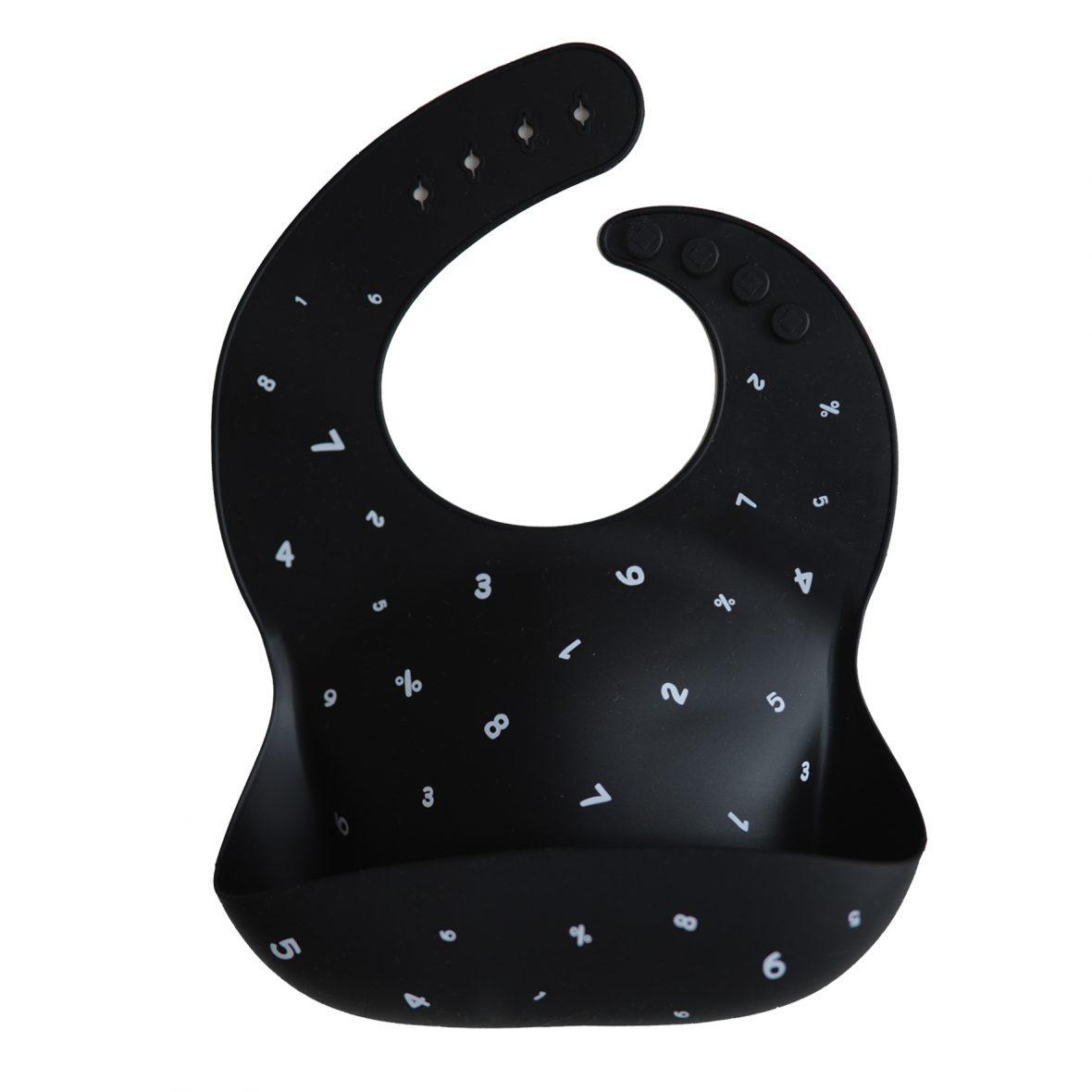 MUSHIE silikonski slinček, BLACK NUMBERS
